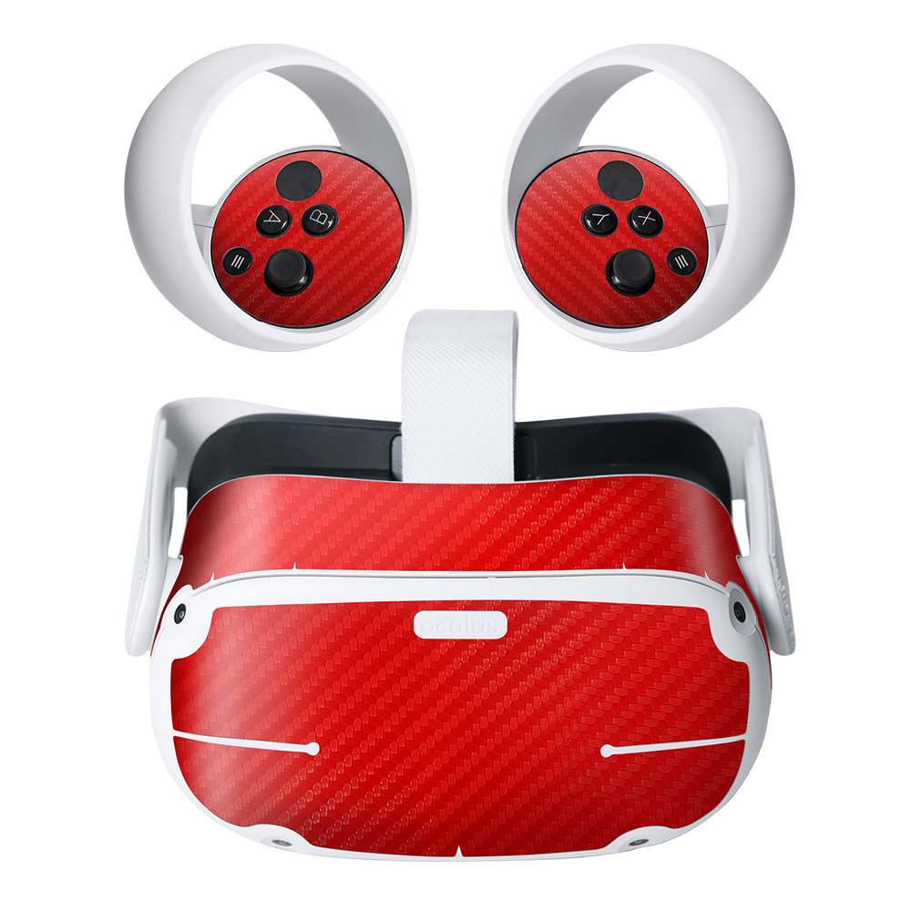 PVC Stickers Skin for Oculus Quest 2 Decal Skin VR Glasses Controllers Sticker Oculus Quest 2 VR Controller Headset Accessories: red grain
