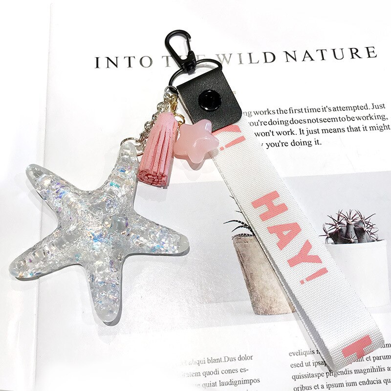 Leuke Grote Zeester Sleutelhanger Sleutelhanger Zeester Shell Charme Hanger Sleutelhangers Schoudertas Portemonnee Auto Accessoires voor Vrouwen Meisje Kinderen: keychain 7