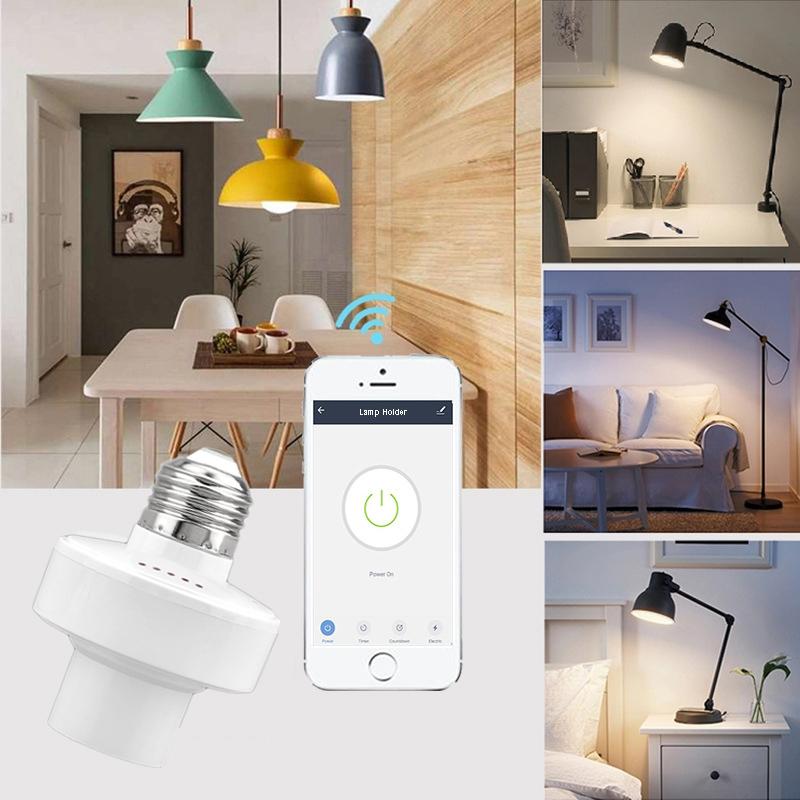 E27 WiFi Smart Lamp Holders Base Tuya/Smart Life Control Wireless Light Bulbs Adapter Works With Alexa Google Home Smart Home