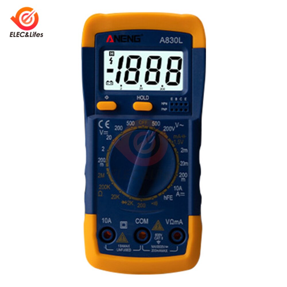 A830L Lcd Digitale Multimeter Ac/Dc Spanning Diode Freguency Multitester Huidige Tester Volt Monitor Voltmeter Ampèremeter Meter Gauge: Yellow Blue