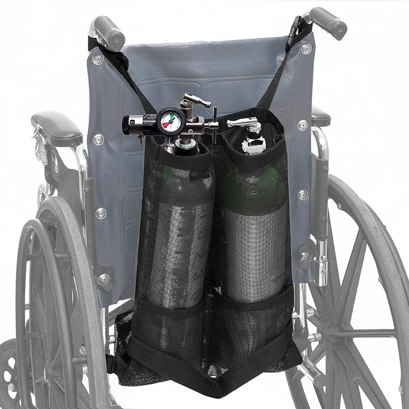 Rullstol dubbel syre cylinder väska universal rullstol dubbel syretank bärbar nätförvaringspåse svart hängande väskor