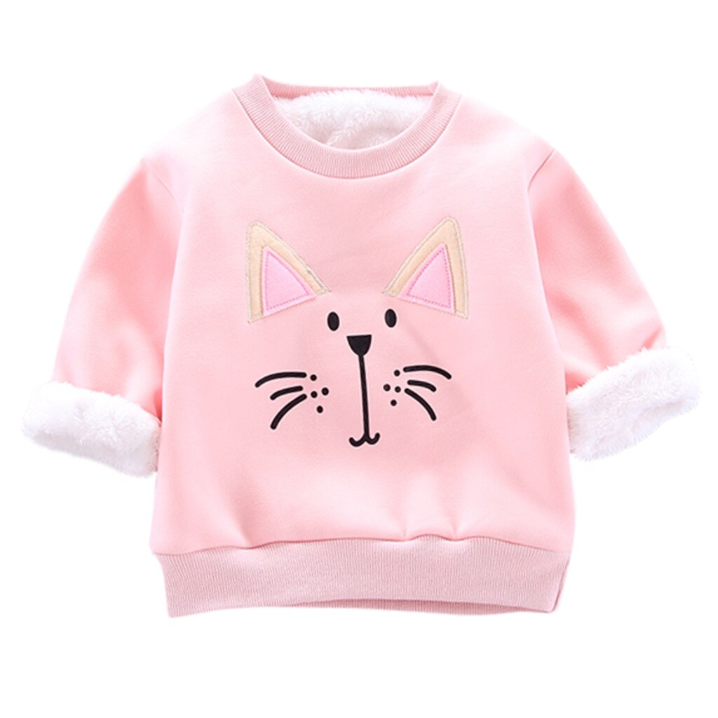Kids Peuter Baby Jongens Meisjes Warme Dikke Fleece Cartoon Sweatshirt Trui Tops Warme Kleding Winter kinderen Jas Trui: Pink 1 / 18m