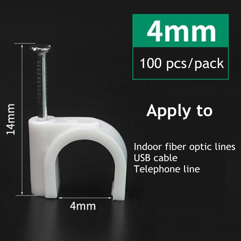 100 pcs 4/5/6/7/8/9/10/12mm Cable Steel Nail Line Card Card Wire Line Circular Cable Clips Trough Wire Fixing: 4mm