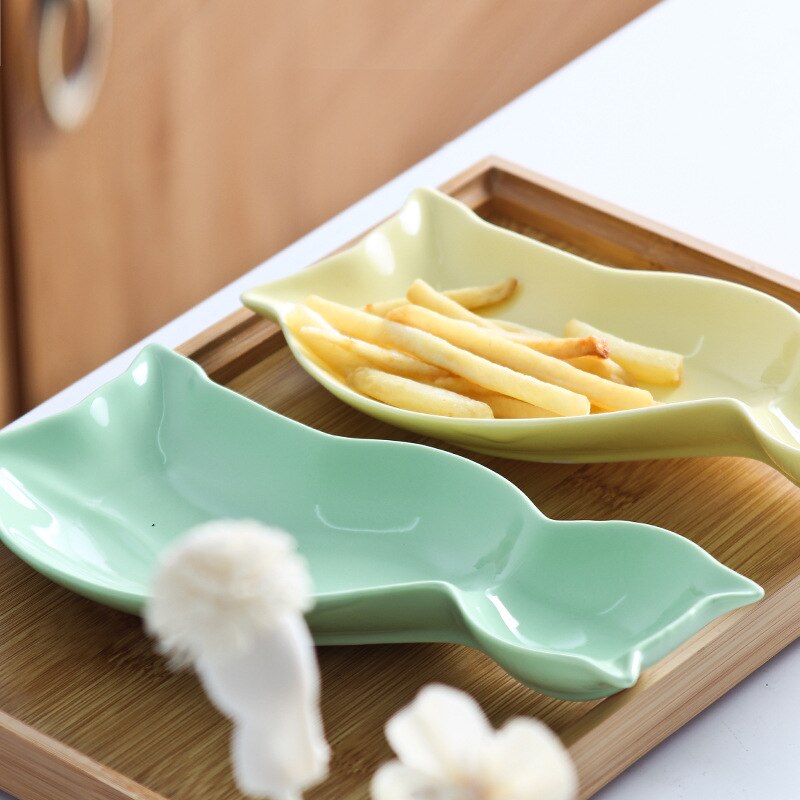 Cartoon Cat Plate Ceramic Dishes Cute Animal French Fries Snack Plate Dim Sum Plate Sushi Snack Breakfast Plate