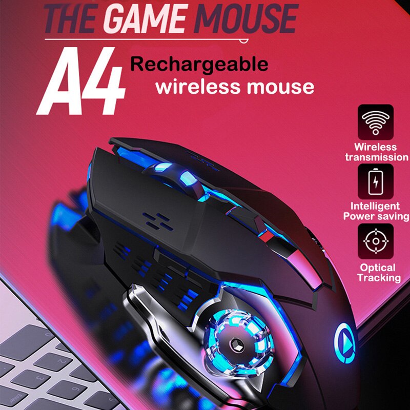 Lydløs trådløs mus 1600 dpi genopladelig mus gaming 2.4g usb ergonomisk trådløs gaming mus til bærbar computer