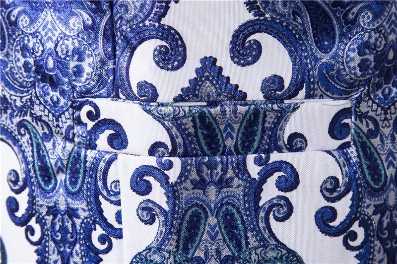 Steampunk Men Suit Waistcoat Luxury Brand Palace Style Floral Print Night Club Prom Slim Wedding Vest