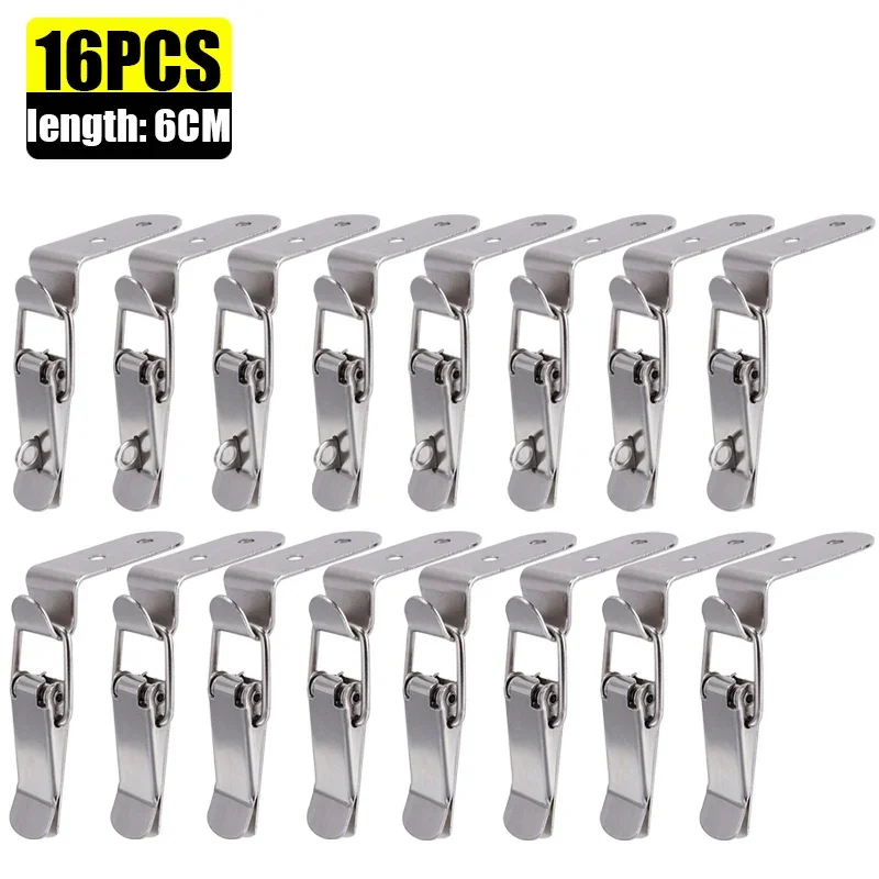 16/2PCS 90 Degree Box Closure Lock Duck-mouth Buckle Hook Spring Loaded Draw Toggle Hasps Clamp for Cabinet Door Metal Clasps: Yellow