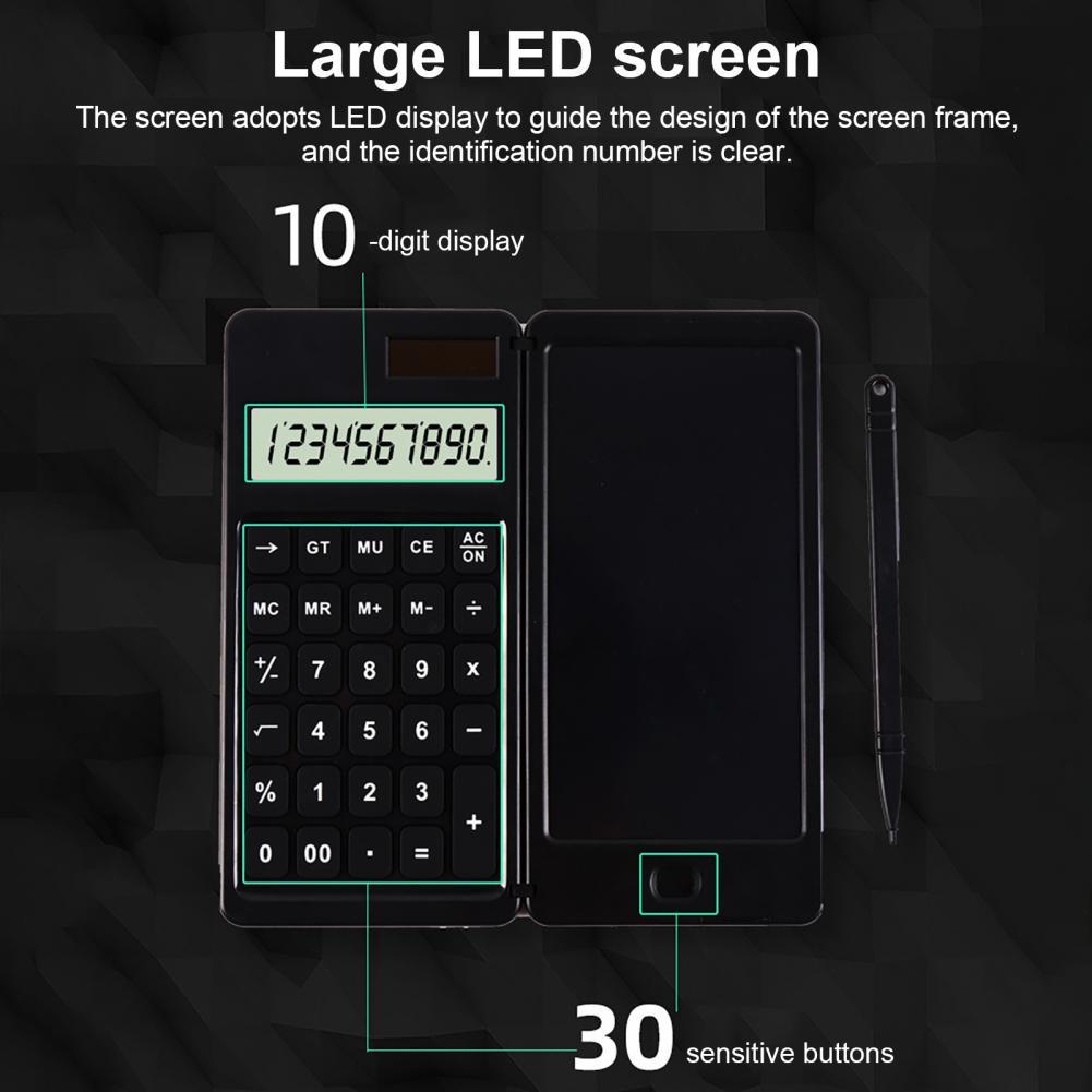 Button Lock Function with Stylus Solar 10-Digit Calculator Electronic Drawing Board for Study