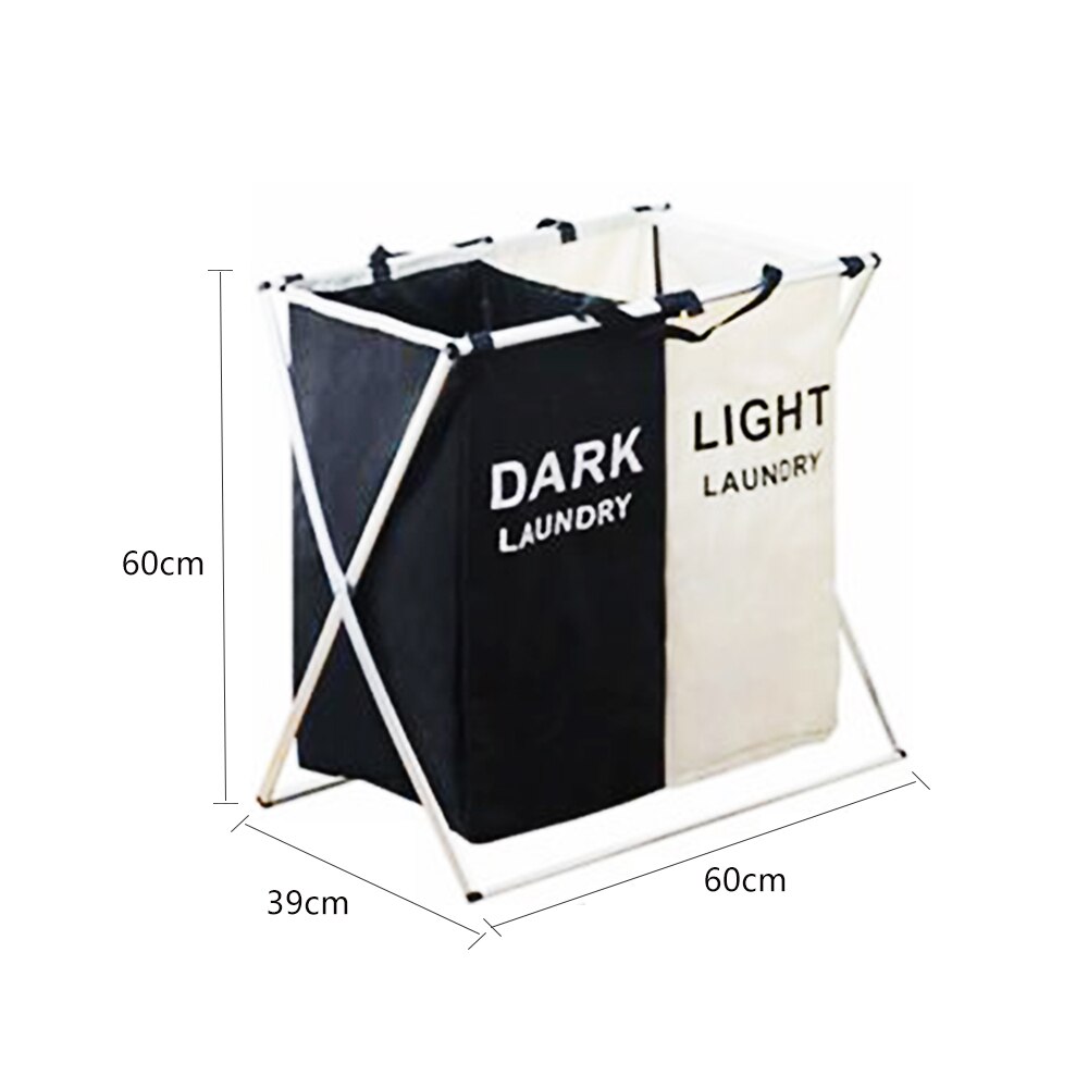 X-shape Foldable Dirty Laundry Basket Organizer Two Grid Home Hamper Sorter Waterproof Laundry Hamper Washing Storage 2