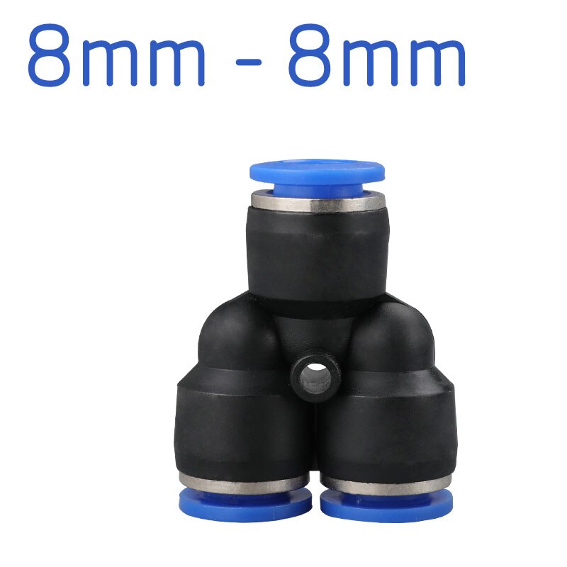 3- vägs port y form pneumatisk luft 12mm 8mm 10mm 6mm 4mm od slang rör tryck plaströrskopplingar: 8mm-8mm