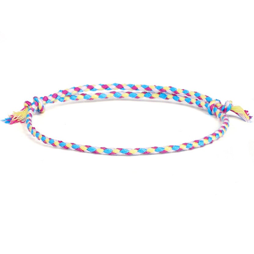 Pulsera de cuerda multicolor trenzada hecha a mano para hombre y mujer, brazalete ajustable étnico, joyería, de pareja: 11