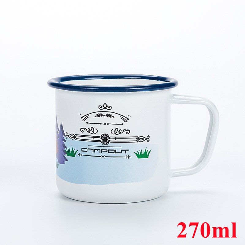 270ml Outdoor Camp Enamel Beer Mug Home Accommodation Wine Cup Coffee Thickers Mugs Family Juice Water Drinking Beverage Utensil: Camp