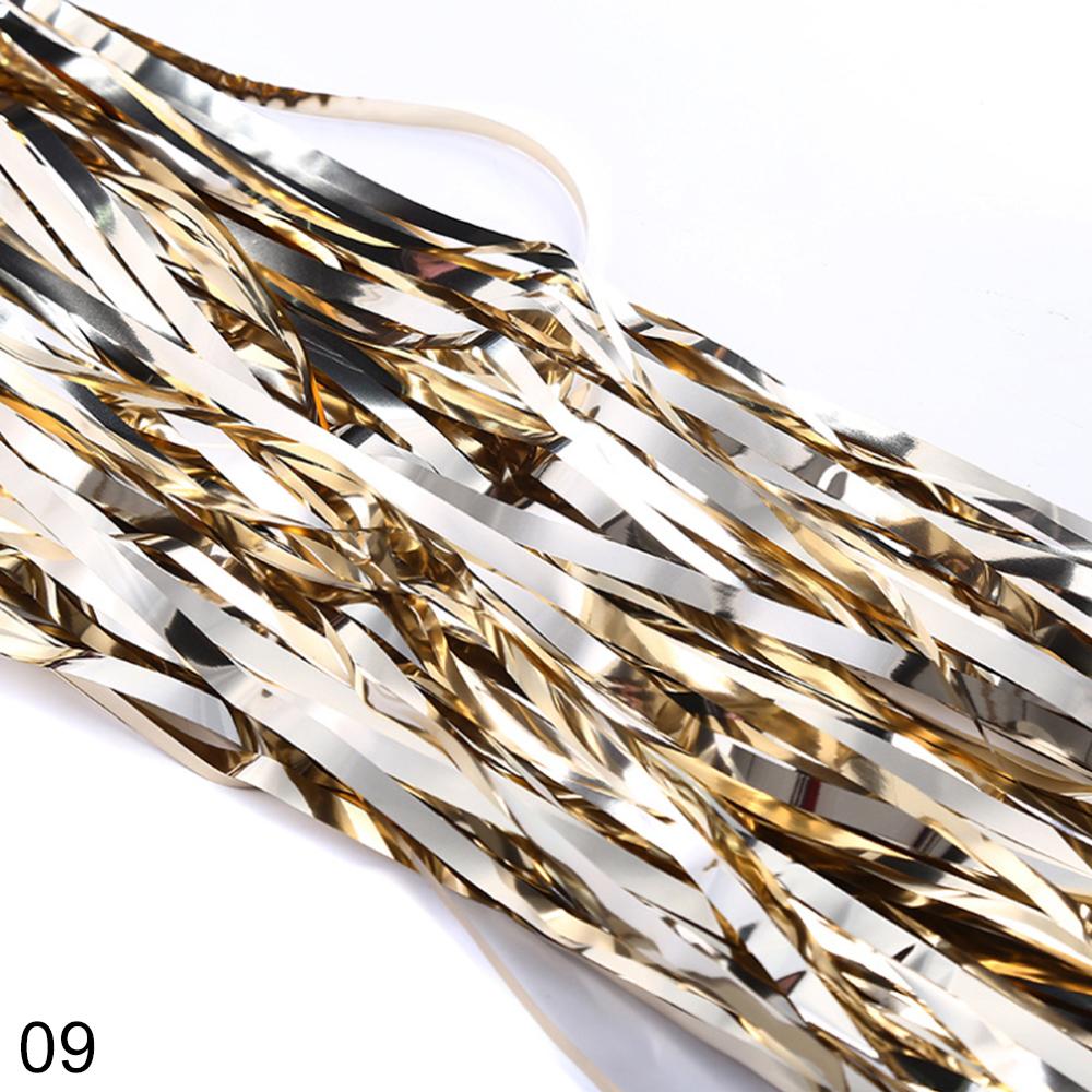 2M Gold Silver Metallic Foil Tinsel Fringe Curtain Birthday Party Decoration Wedding Photography Backdrop Curtain Photo Props: 09