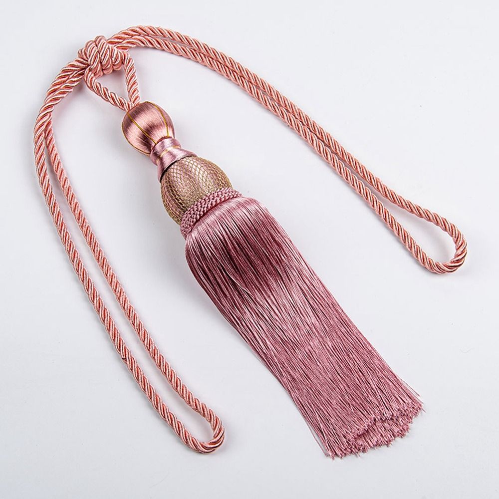 No Installation Curtain Tassels Tieback Polyester Yarn Punch-free Tassel Curtain Ties Gold Wire Hanging Ball Multicolor: green