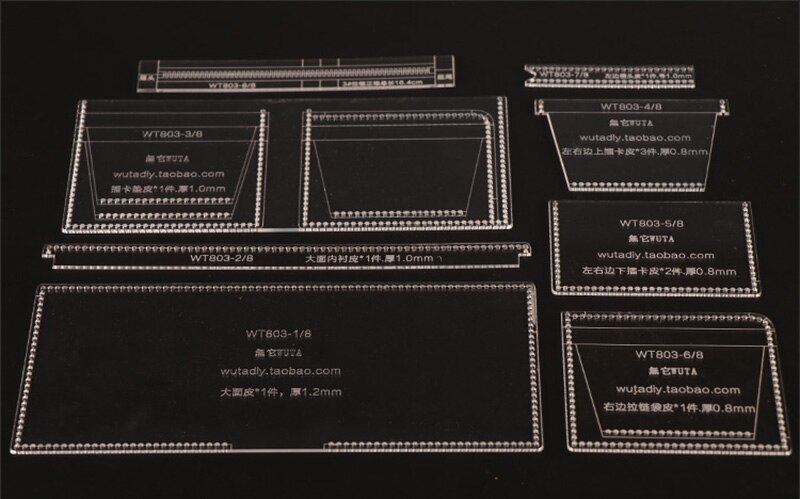 Wuta 803 Unisex Portemonnee Template Leather Clear Acryl Patroon Set Model Voor Maken Korte Portemonnee Rits Portemonnee Leathercraft Gereedschap: Default Title