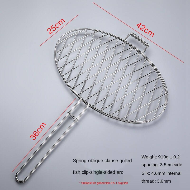 Grilled Fish Clip Stainless Steel Grilled Fish Rack Grilled Fish Mesh Clip Barbecue Wire Plywood round Barbecue Tools Commercial: Grey