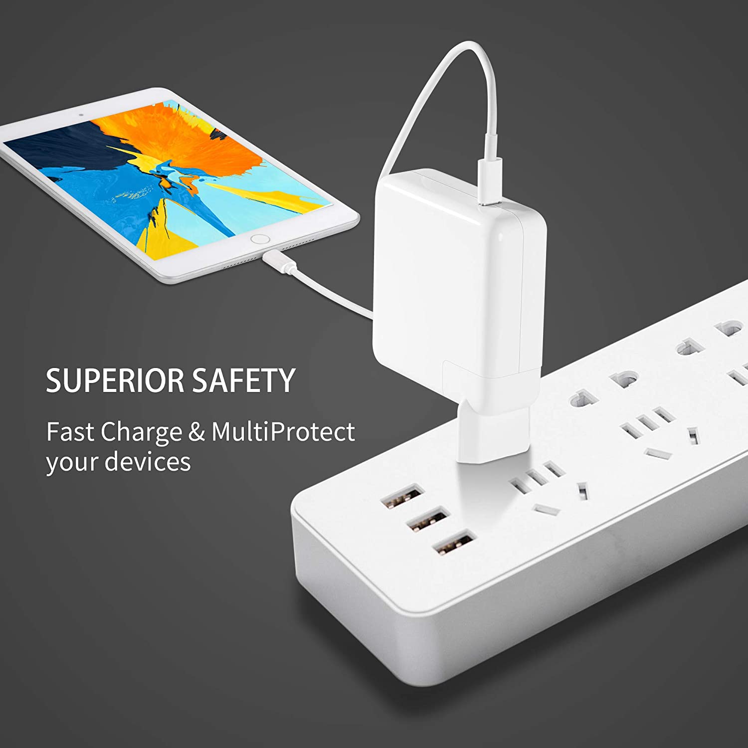 61w usb-c till usb-c nätadapter laddare kompatibel med macbook pro 12 tum 13 tum, macbook air, med c-kabel