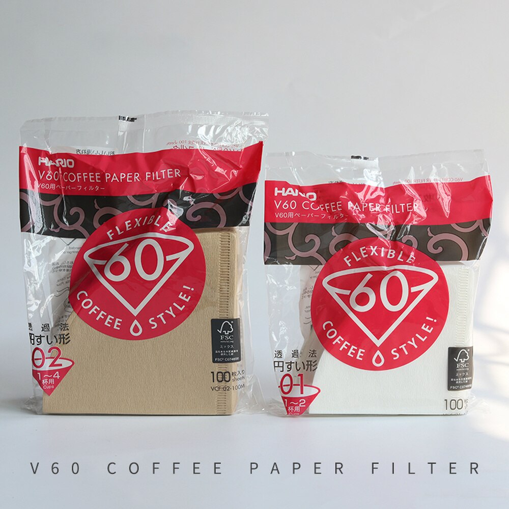 Hario  v60 filterkaffe 01 02 tæller espressokaffe naturlige papirfiltre til 4 kopper barista dryp kaffefilter japan importeret