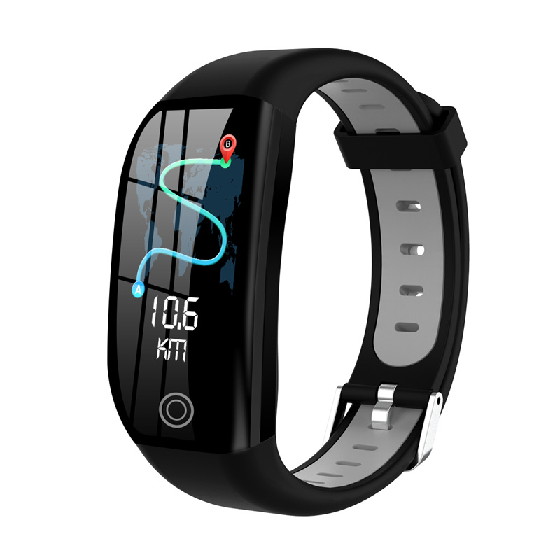 F21 GPS accorto Braccialetto Cardio Frequenza Cardiaca Orologio Pressione Sanguigna IP68 Impermeabile Banda Intelligente caloria Pedometro sport braccialetto: nero