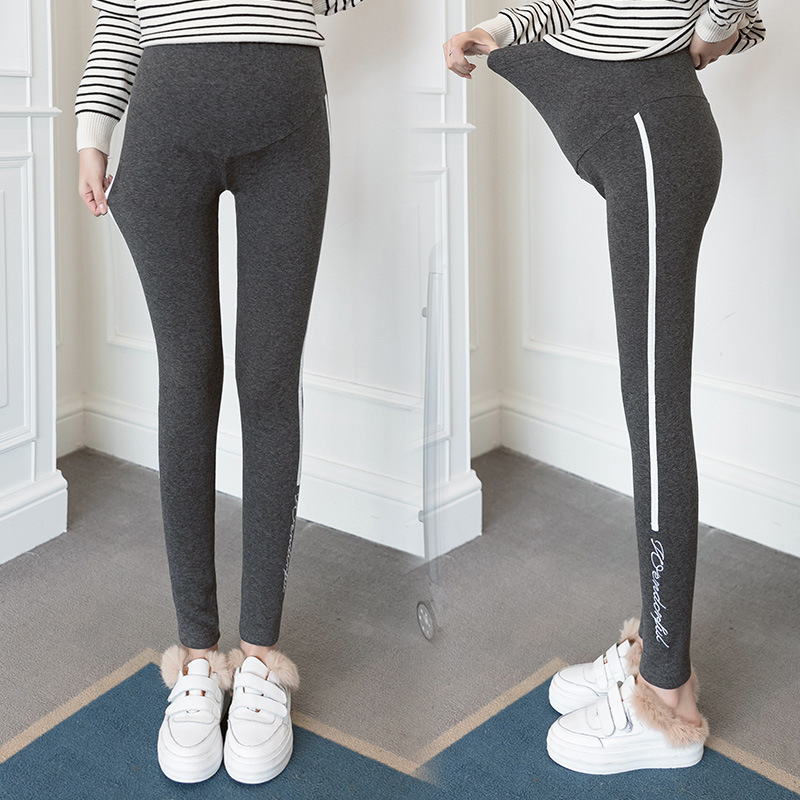 Graviditet pennbyxor våren casual mamma legging elastisk midja mage sport legging kläder för gravida kvinnor