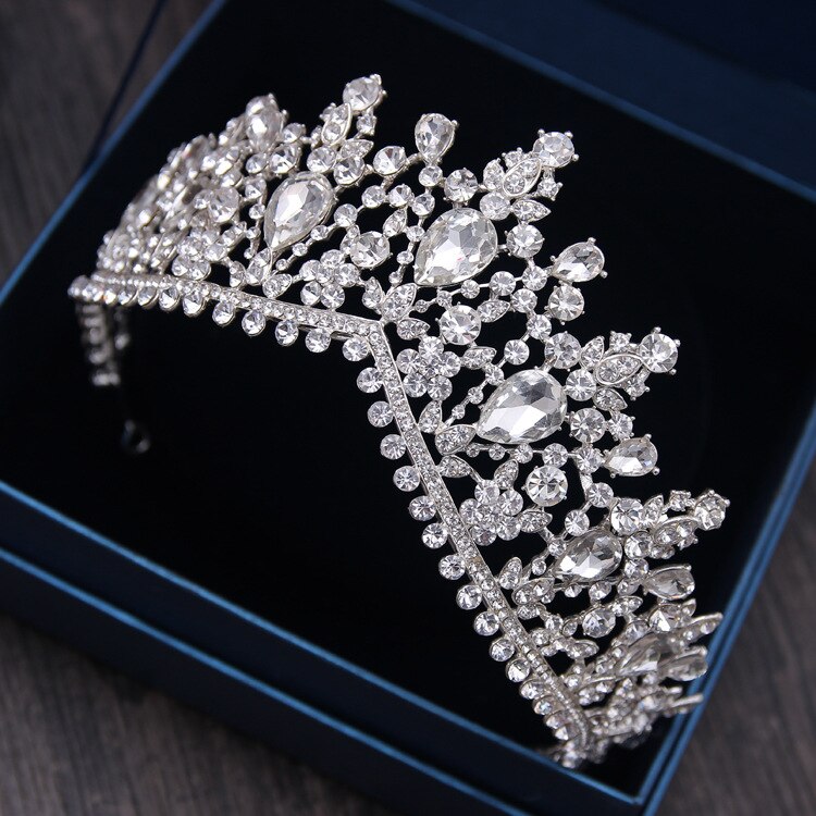 Di lusso Con Strass Diademi Nuziali Crown Barocco Argento Placcato di Cristallo Diadema per la Sposa Fasce di Cerimonia Nuziale Dei Monili Dei Capelli Accessori