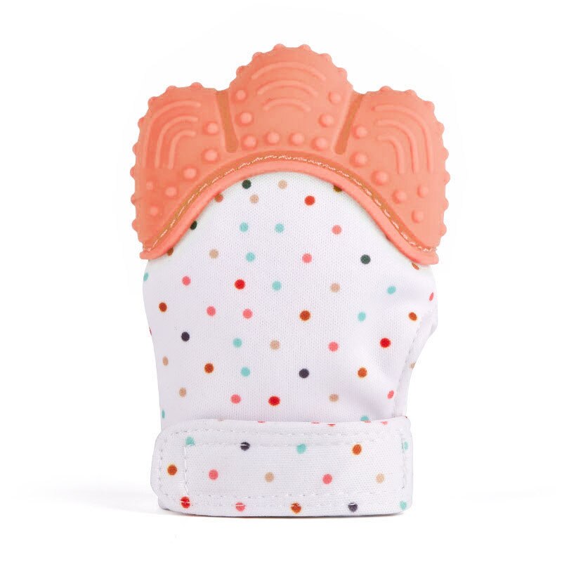 sûr Silicone bébé mitaine dentition mitaine dentition gant emballage de bonbon son dentition G0150: Orange