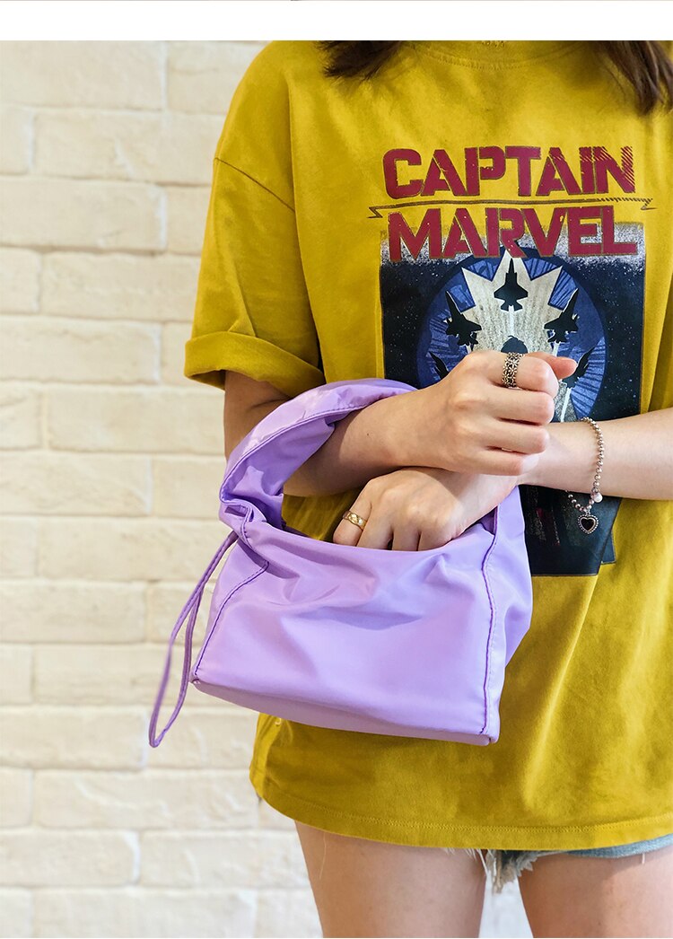 Mode Tassen Totes Vrouwen Tas Geplooide Nylon Tassen Vrouwelijke Handtas Meisje Bolsas Waterdichte Handtas Baguette Vorm Zakken: purple better