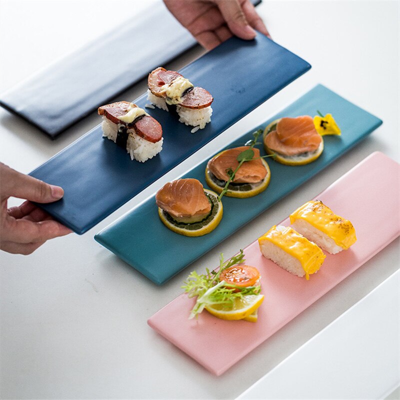 Rektangulær japansk sushi tallerken keramisk rektangulær skål snacks snack tallerken personlighed retro service tallerken