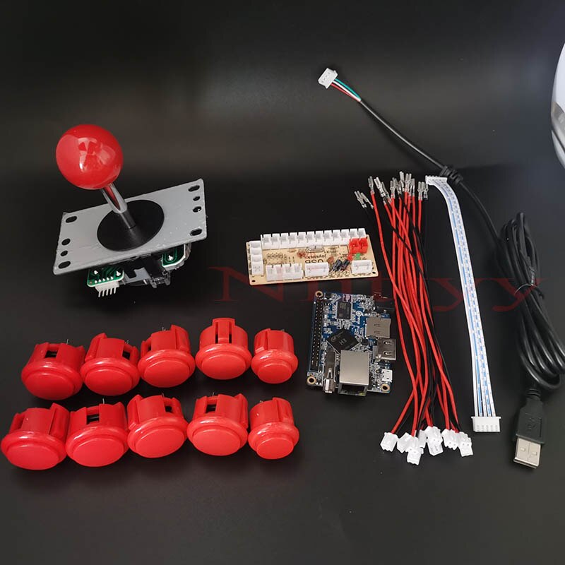 Orange Pi H3 DIY Kit Zero Delay Arcade DIY Kit Encoder To PC PS3 Sanwa Joystick Arcade Push Button game console: Red