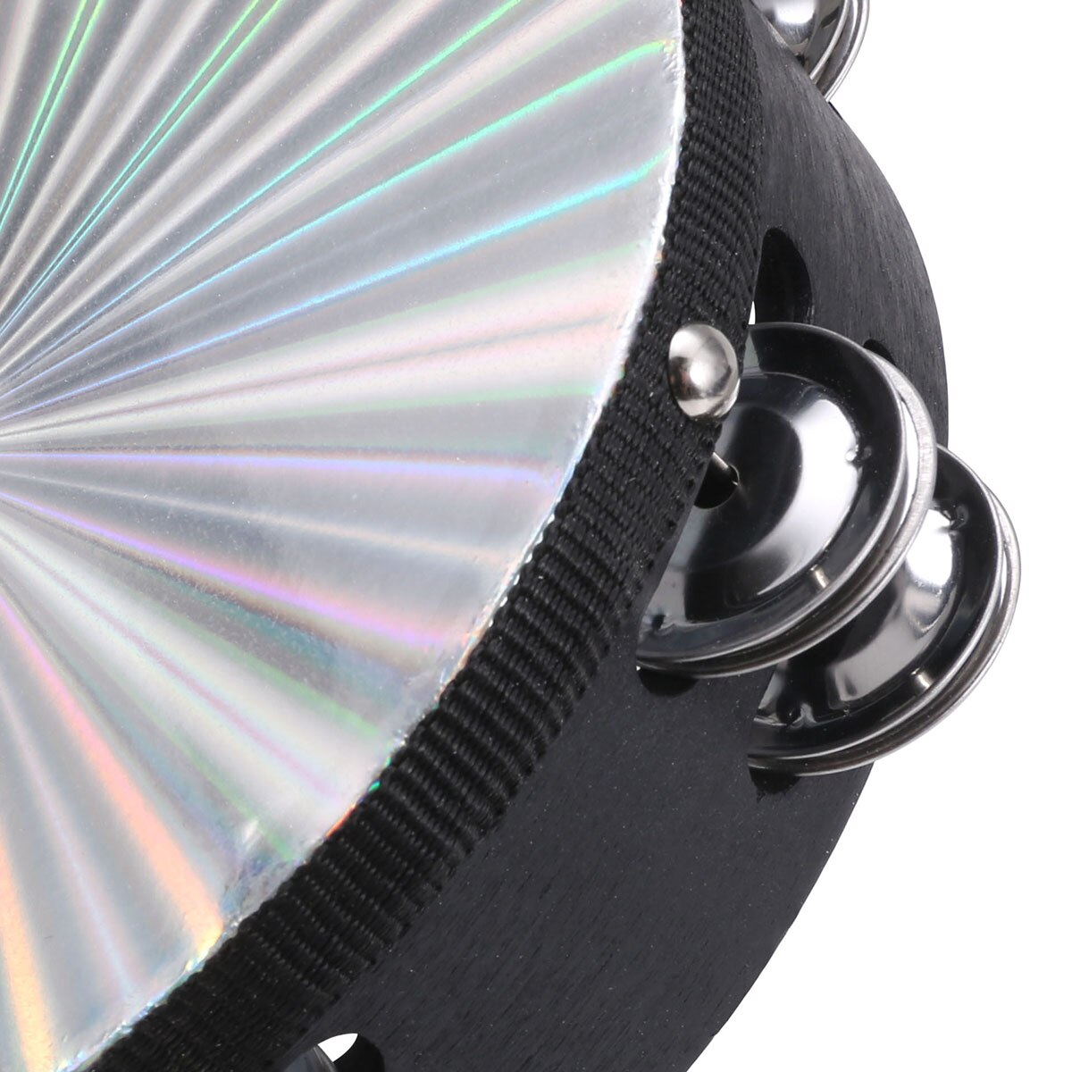 8'' Musical Tambourine Reflective Percussion Wood Frame Double Row Metal Jingle Church Band Musical Instruments For Party