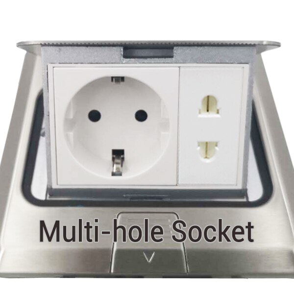 Eu standard rustfrit stål panel pop up jord stikkontakt tysk stikkontakt blank board computer usb 2 pin funktionsnøgle udskiftet: Ss-multi-hul fatning