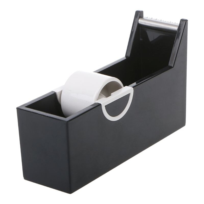 1pc plastik desktop klæbende tape dispenser cutter stand holder kontor skole forsyninger papirvarer tape dispenser: Sort
