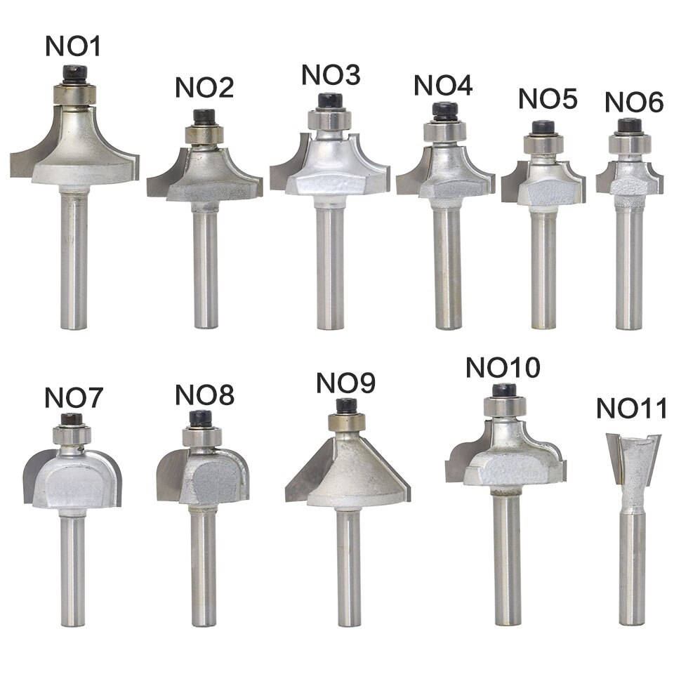 1 stk/sæt rundbor med leje 6mm skaft svalehalefræser bit fræser træbearbejdning