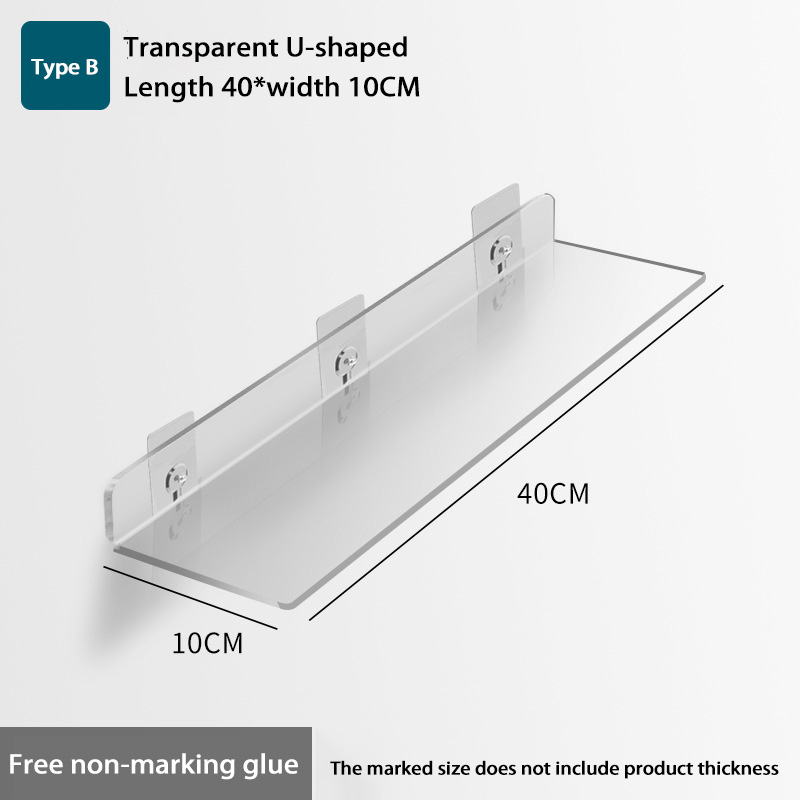 Wall-mounted Acrylic Storage Rack Removable Bathroom Shower Organizer Kitchen & Wardrobe Accessories Self-Adhesive Storage Shelf
