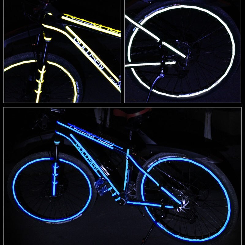 1 cmx 8m reflekterende klistermærker fluorescerende mtb cykel cykling cykling mtb reflekterende klistermærker klæbebånd cykel bil tilbehør