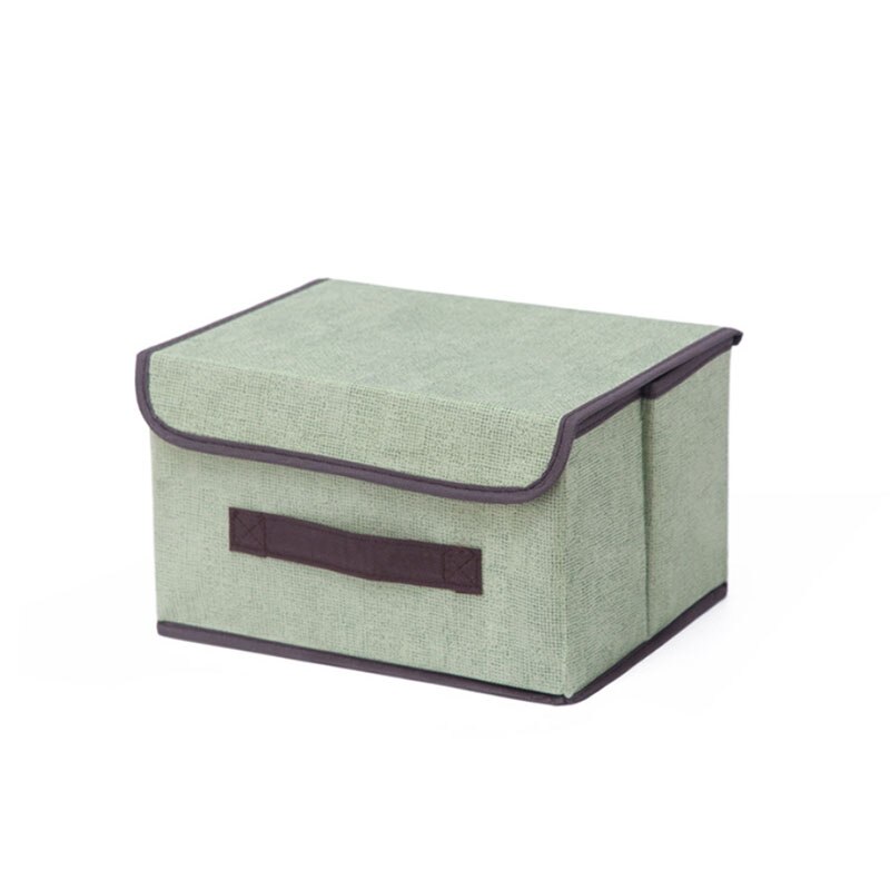 J-QIN Large Cube Non-Woven Folding Storage Box For Toys Organizers Fabric Storage Bins With Lid Home Bedroom Closet Office: 36x24x23cm / green