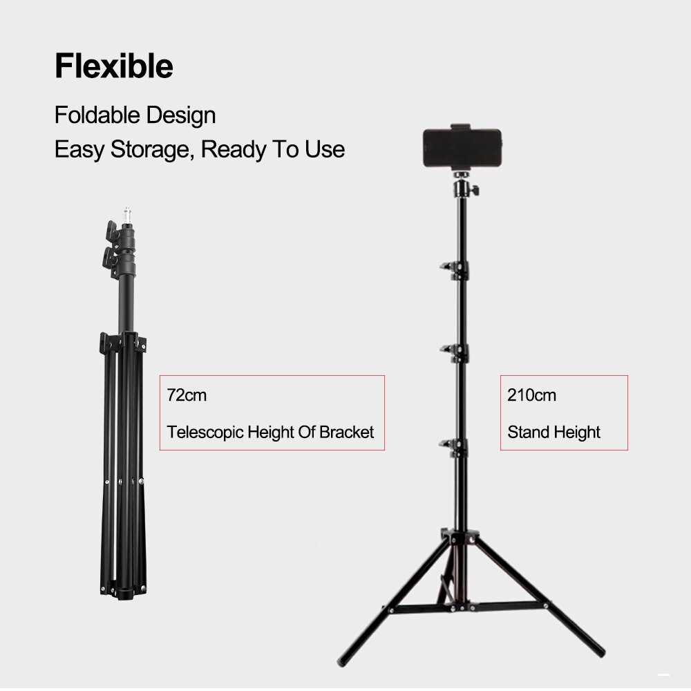 2.1m Heavy Duty Metal 2m Photography Stand For Recording Studio Equipment Softbox Max Load To 1kg Light Stand Tripod