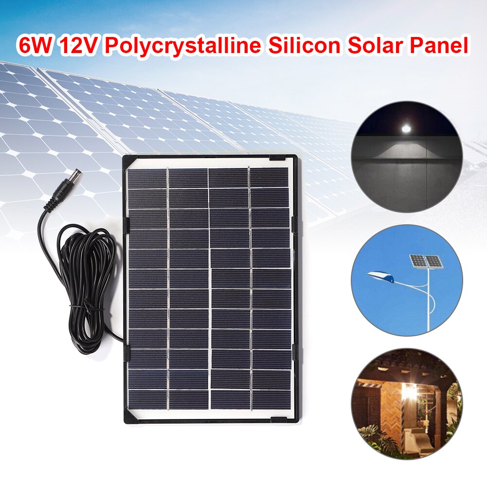 6W 12V Solar Panel Portable Power Bank Solar Cells Battery System for DC Battery Charging Outdoor Accessories