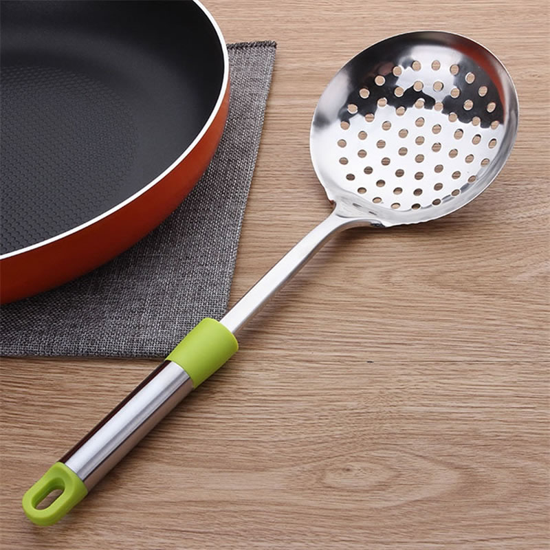 Stainless Steel Slotted Ladle Dumpling Fried Food Serving Spoon Mesh Water Strainer Soup Oil Filter Colander Kitchen Utensils