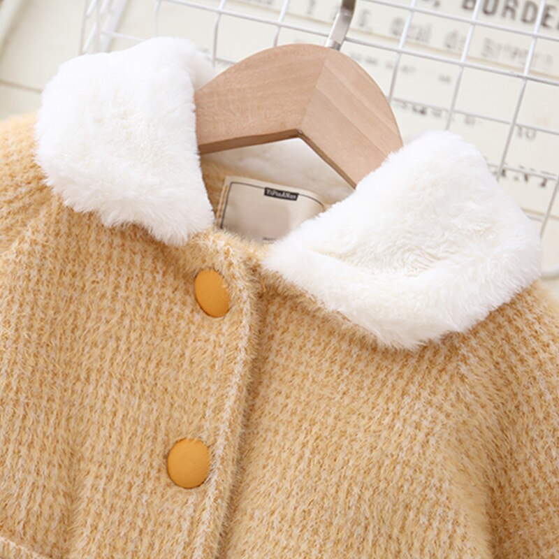 2 to 10 jaar meisjes wollen jas dikke warme winterjassen gele kinderkleding wollen jas dames kinderen overjassen