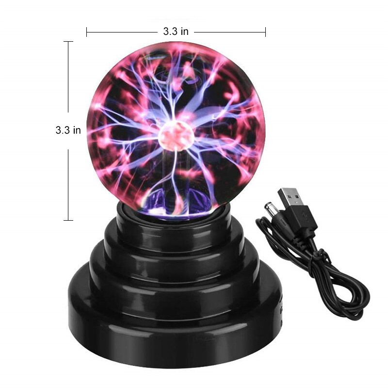 8 inch Plasma Magic Ball Lamp Touch Electrostatic Sphere Plasma Bulb Light Novelty moon Table Lamp Christmas Lighting Decor Home: 3inch  Battery - USB