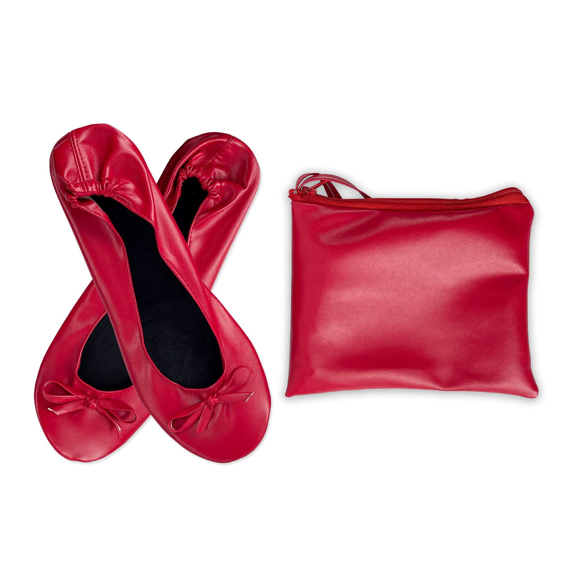Ballerine portatili pieghevoli da donna per uso interno Pantofole arrotolabili, comode confezionate, con borsa, per matrimoni in viaggio
