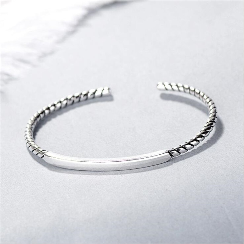 Creatieve Bloem Lijn Armbanden Rechthoek 925 Sterling Zilveren Sieraden Eenvoudige Geometrische Twist Persoonlijkheid Armbanden SB189