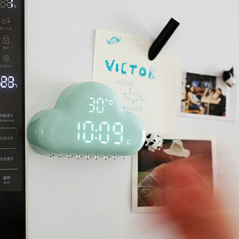 Réveil magnétique en forme de nuage, horloge multifonctionnelle avec aimant puissant, affiche l&#39;heure à LED