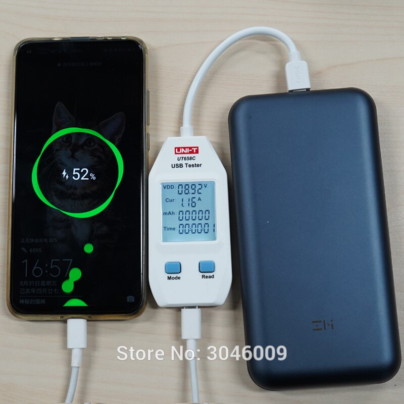 UNI-T UT658A/UT658C/UT658Dual USB Tester; Charger/Mobile Power/Data Cable/Mobile Phone/Charging Equipment Tester
