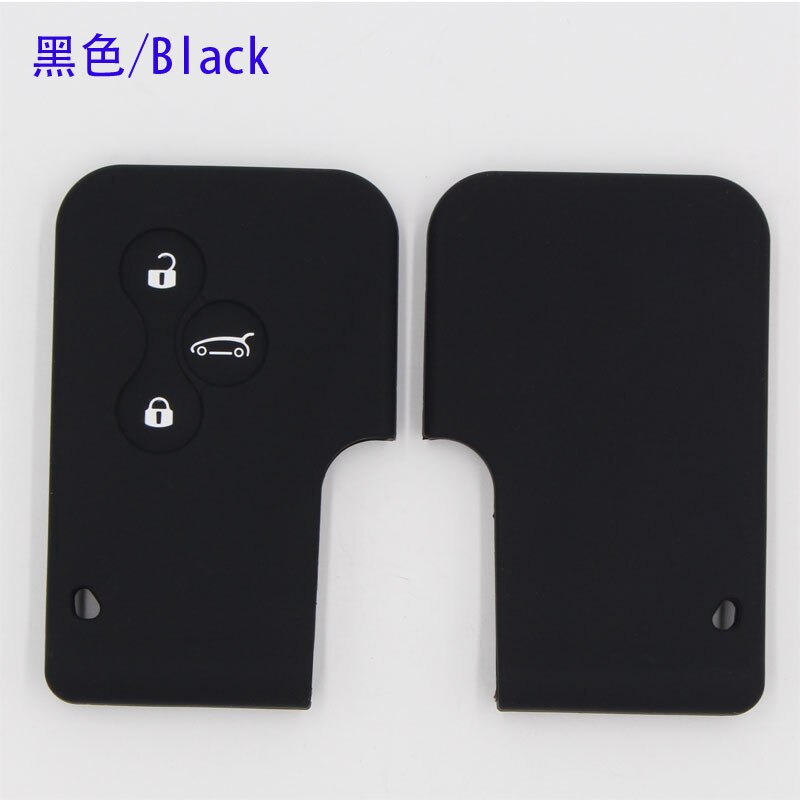 Funda de goma de silicona para llave de coche, para Renault Megane R.S. Scenic 3 botón tarjeta llave funda carcasa: Negro