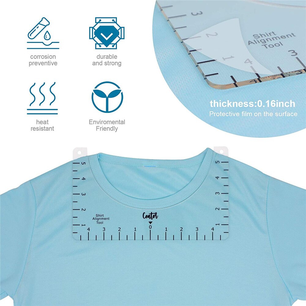 T Shirt Ruler Guide to Center Designs Set for Sublimation, T Shirt Alignment Tool with Clothing Size Chart Built-in for anybody