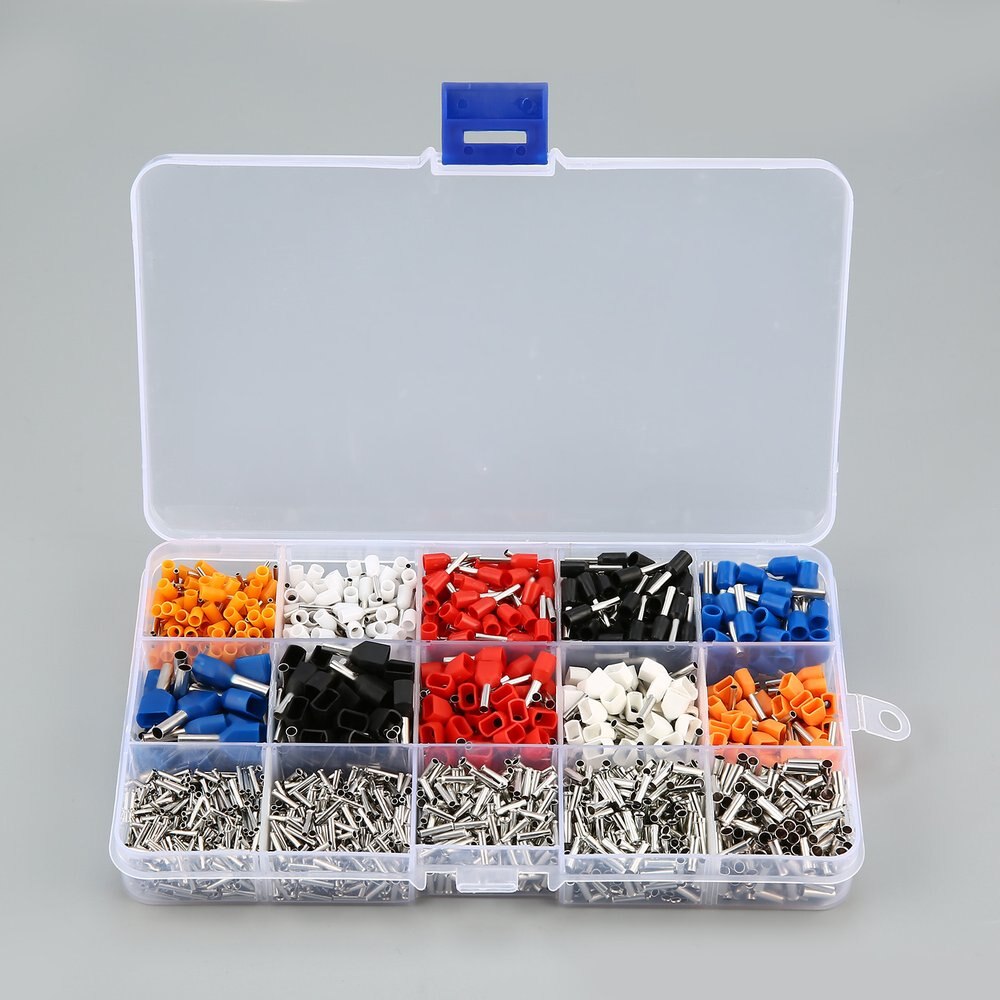 140Pcs Tube Terminal Box Mixed Ferrule Kit Electrical Crimp Terminal Cord Wire End Terminal Block Pure Copper