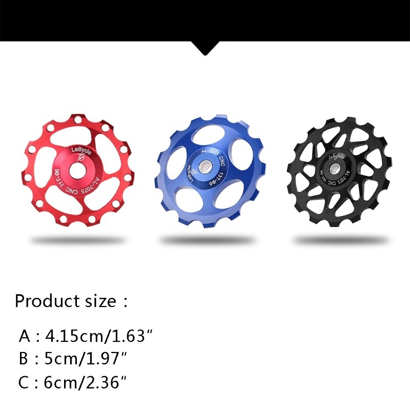 Track Pulley for Rear Wheel, Bearing and Pulley Guide for Mountain Bike, Road Bike, 11T, 13T,15T