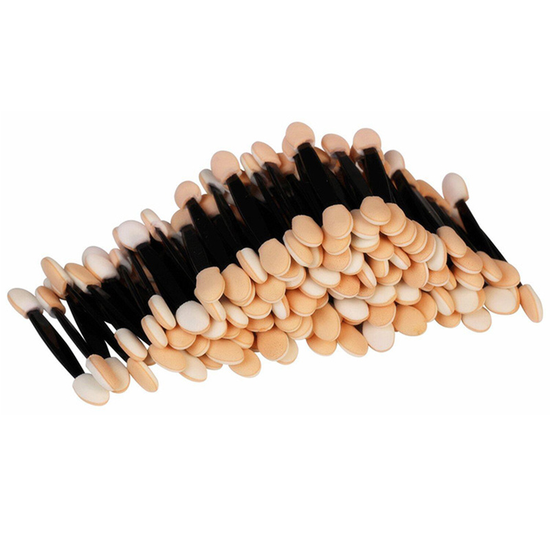 LTWEGO-Kit de brochas de nailon desechables para sombra de ojos, Kit de esponja lateral doble, pinceles de Maquillaje sombra de ojos para aplicar cosméticos, 50 Uds.: 50PCS-Black